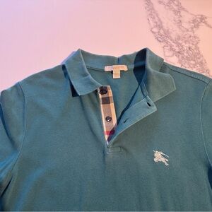 Burberry green Polo Shirt with Check Detail